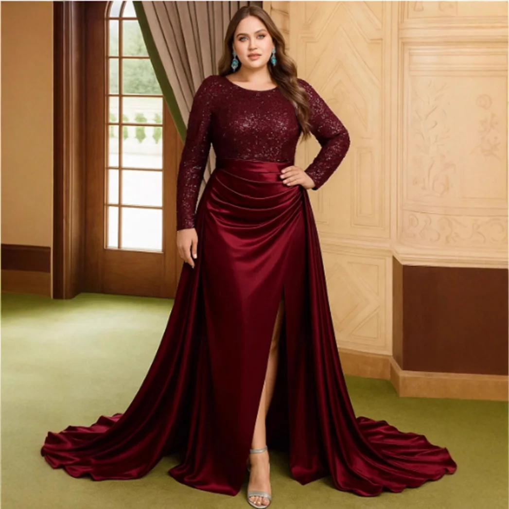 2025 Damesbanket Lange mouwen Elegante Dame Gastheer Jaar-Einde Feestgastheer met Presence Queen Paillette Avondjurk