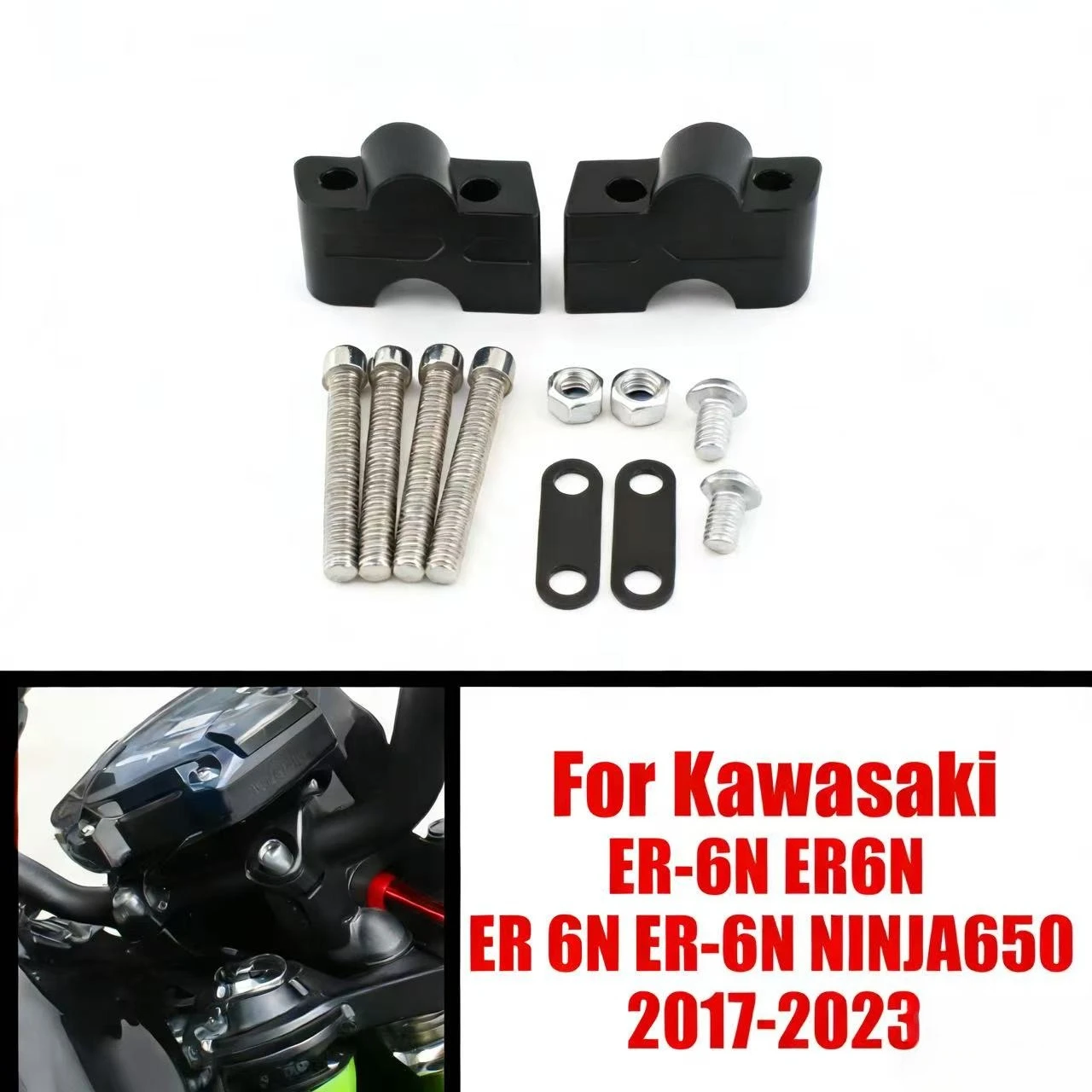 

Motorcycle Handlebar Risers 30mm Up Aluminum Alloy Accessories For Kawasaki ER-6N ER6N ER 6N Z650 NINJA650 2012-2016