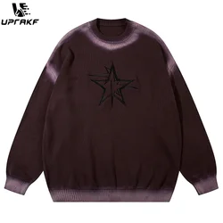 UPRAKF Star Print Sweater Autumn Fashion Streetwear Pullover Winter Long Sleeve Loose O Neck Warm Knitwear Baggy Jumper