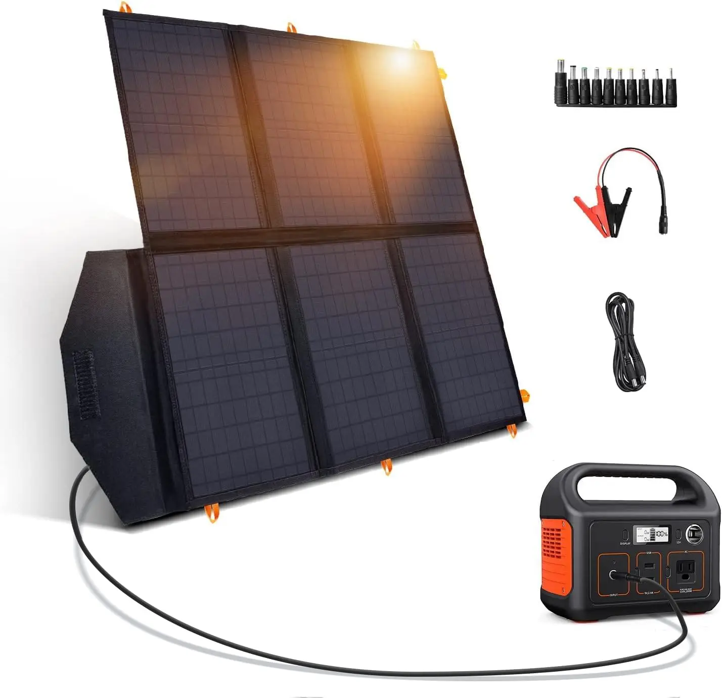 

60W Portable Solar Panel For Power Station, 24% High Efficiency Foldable Solar Charger With Qc3.0 Usb-A Pd3.0 Dc Output, Ip67