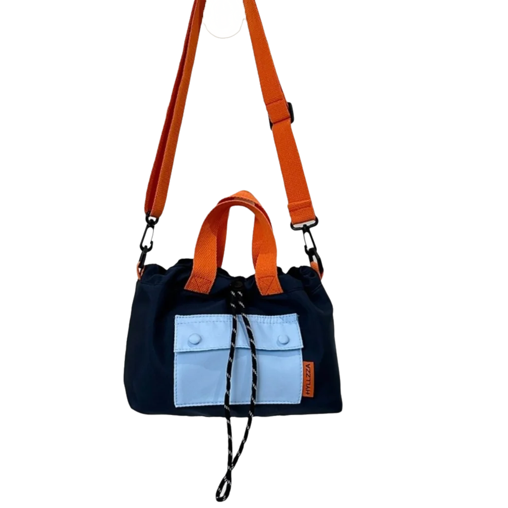 

Cloth Nylon Crossbody Bag Contrast Color Large Capacity Shoulder Pouch Magnetic Button Lightweight Drawstring Bucket Bag Women