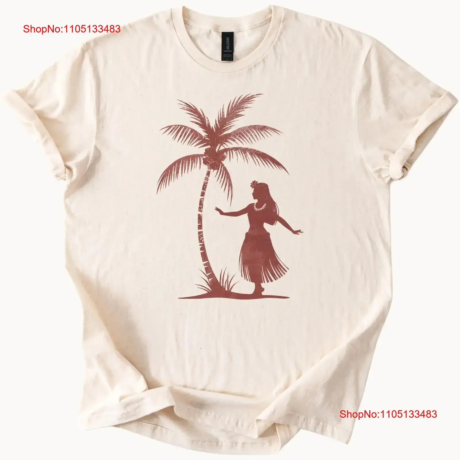 

Hula Dancer Palm Tree T Shirt Tropical Hawaii vintage Washed homme streetwear Unisex Comfortable Stylish Stretched fashion