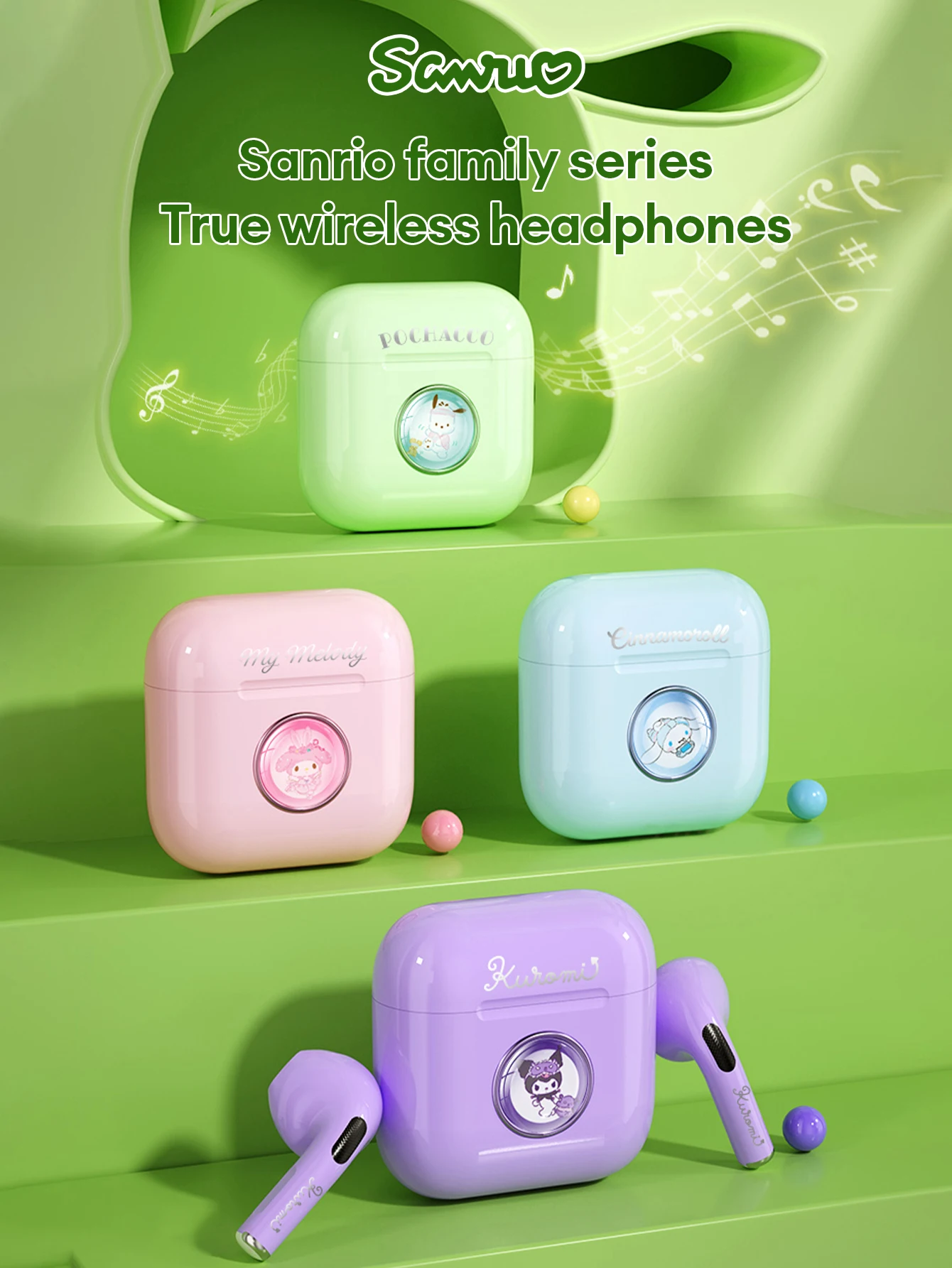 Choice Sanrio EJ-700 True wireless headphones Bluetooth 5.3 Wide compatibilit HIFI Stereo Sound Kuromi Melody Cinnamoroll