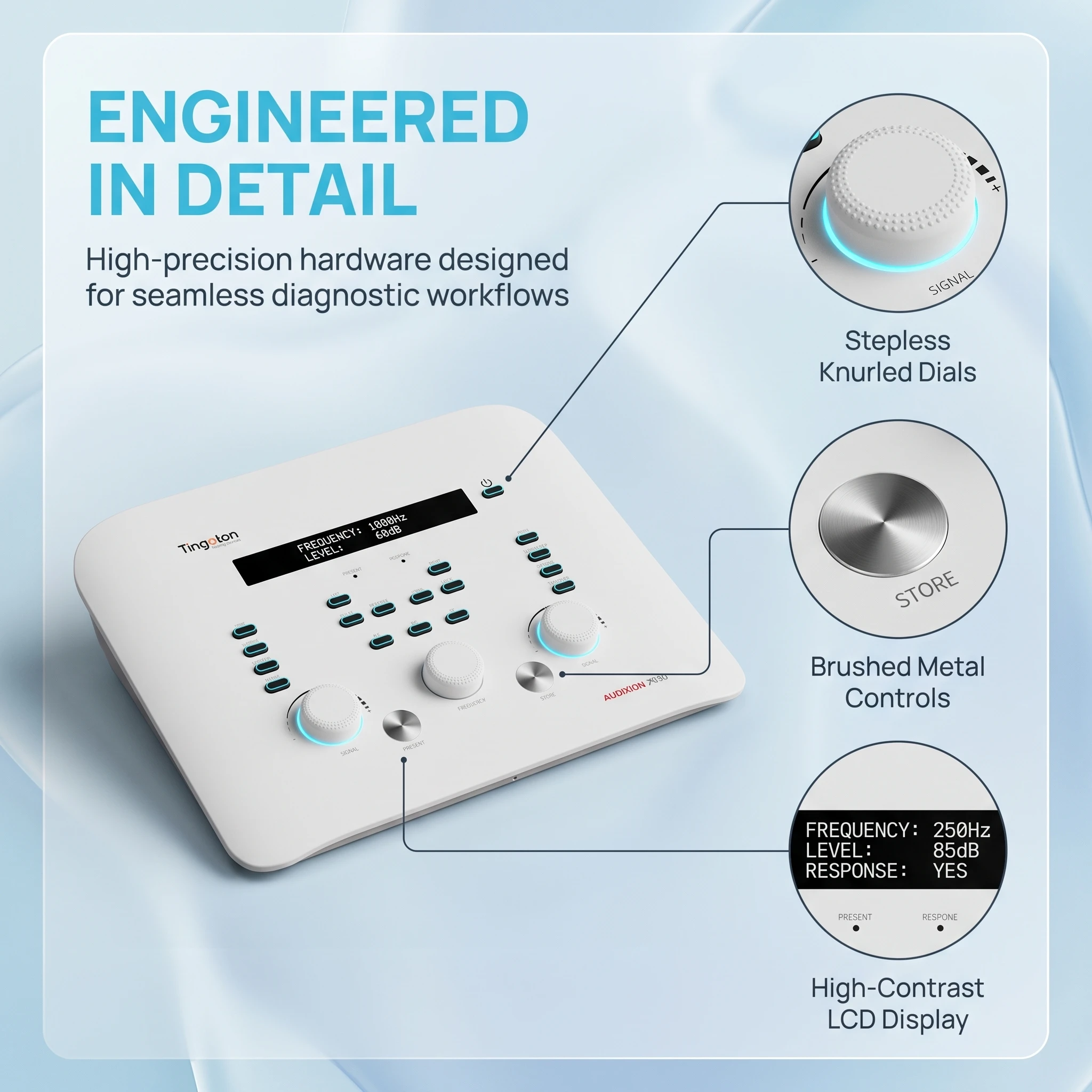 AX300 Ful lFeatured Audiometer Air Bone Conduction Diagnostic Device Professional Hearing Test Hear Loss Detection Equipment