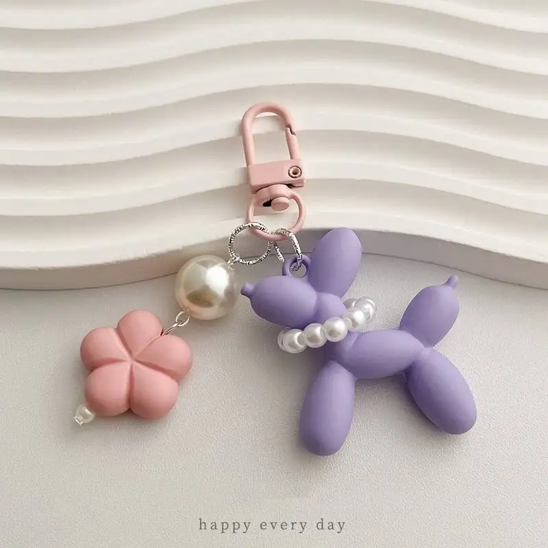 Blume Acryl Ballon Hund Cartoon niedlichen Schlüssel anhänger Schlüssel ring Frauen Männer neue bling niedlichen Haustier Tasche Auto halter Airpods