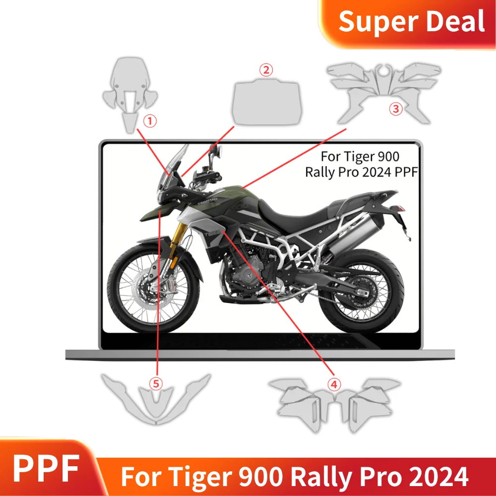 

Защитная пленка из ТПУ для мотоцикла Tiger 900 Rally Pro 2024, комплект PPF для всего тела, устойчивые к царапинам, аксессуары для защиты от краски