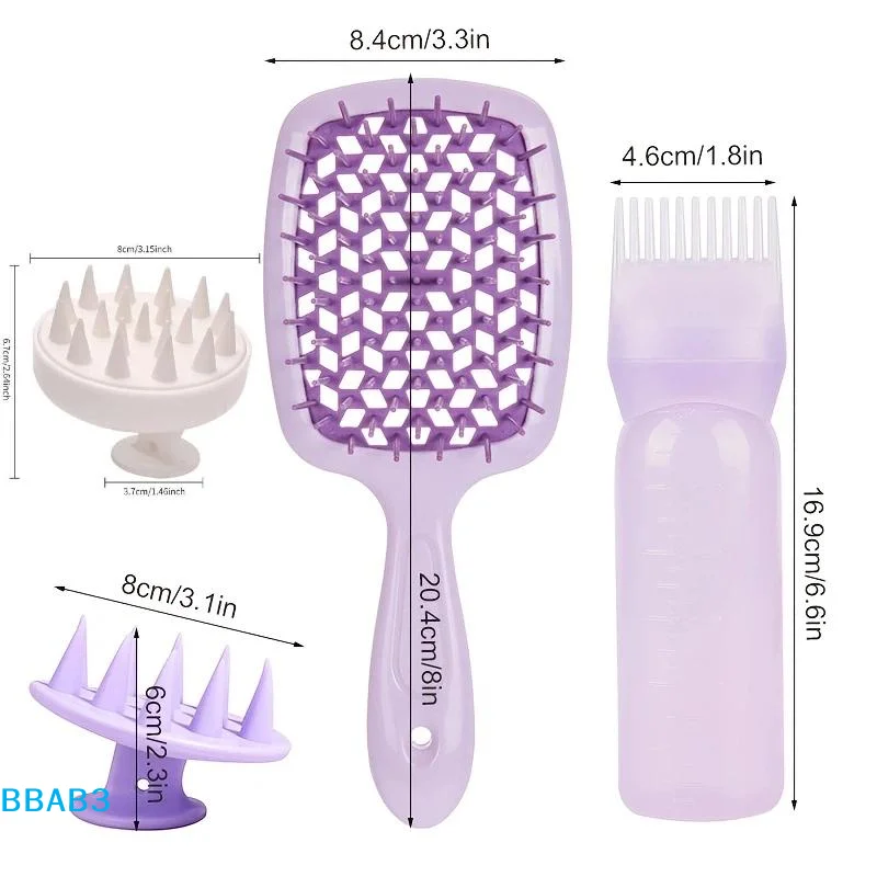 

Профессиональный набор для мытья волос: массажная щетка для кожи головы, расческа для распутывания волос, бутылка для шампуня для придания объема, ежедневный уход за волосами для женщин.