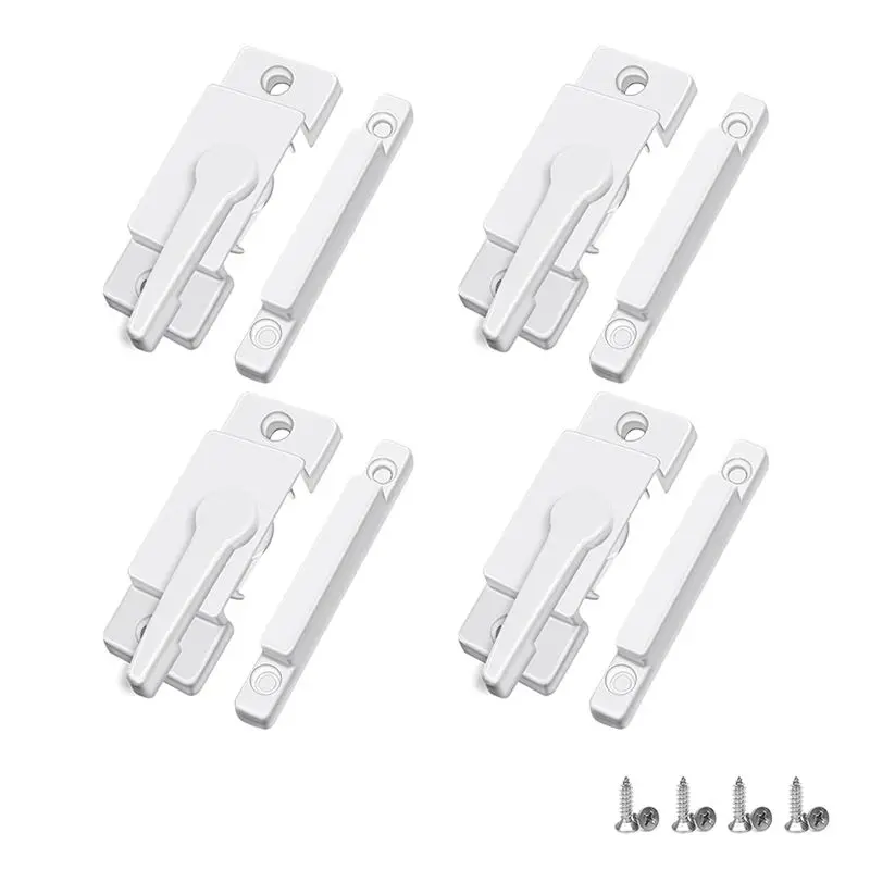 B68A 4 Pack Window Sash Locks, Window Latches Replacement Sash Locks White Fits Horizontal Sliding Window