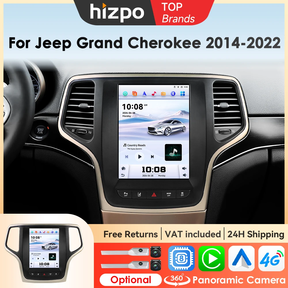 Hizpo 9,7-Zoll-Android-Auto-Multimedia-Player für Jeep Grand Cherokee 2014 - 2022 Carplay Navigation GPS 4G WIFI Stereo Radio BT