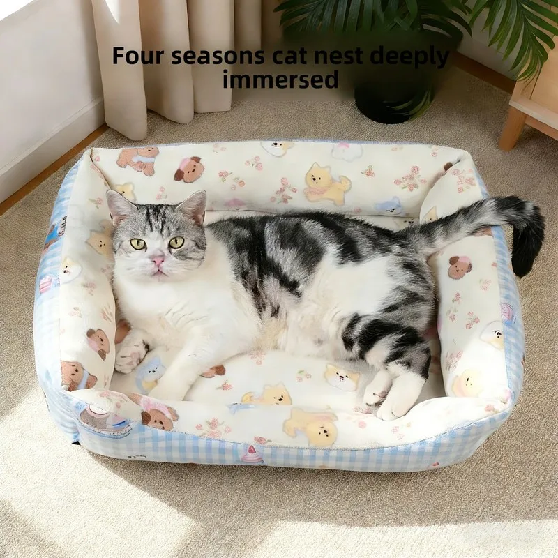 Dog and cat bed suitable for all seasons, cat sleeping nest, thickened and warm for winter, small dog pet sofa, dog winter mat