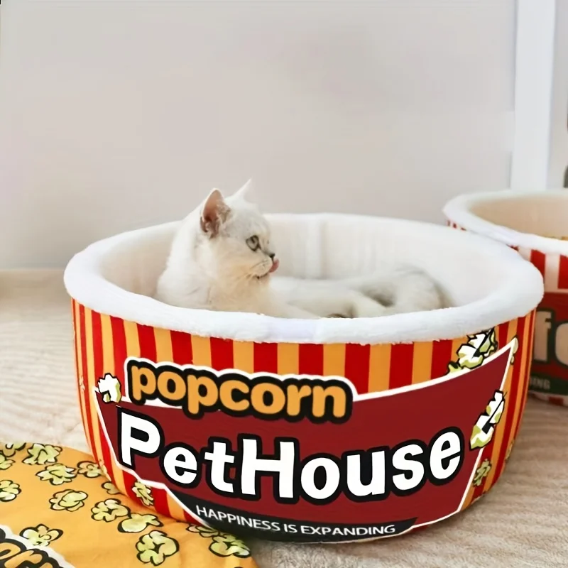

Plush Cat House Super Large Popcorn Pet Bed Instant Noodle Bucket Warm Dog Cat Nest Bed Cushion Cozy Pet Supplies Accessories