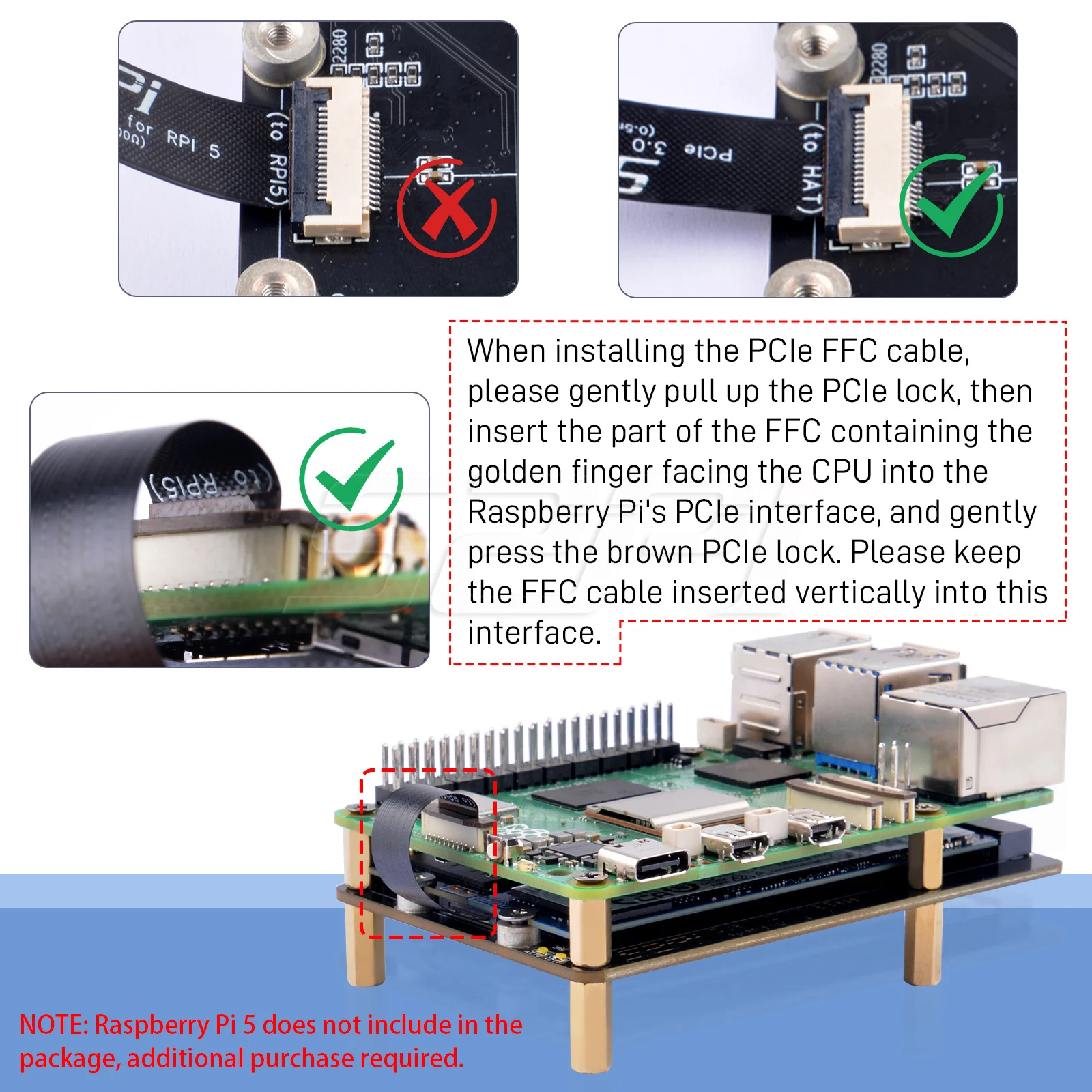 52Pi N21 Dual 2280 NVMe base for Raspberry Pi 5 Extension Adapter Board