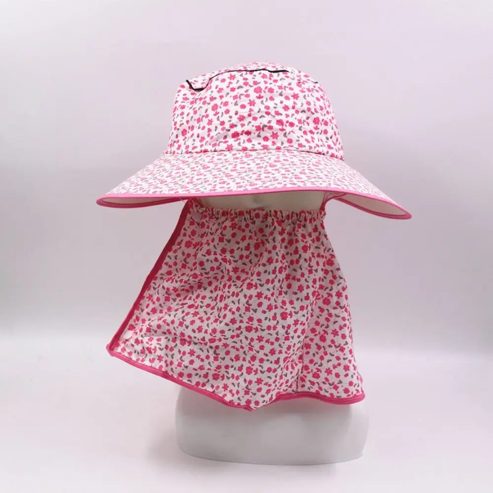 Neue Breite Krempe Sonnenschutz Hut Gesicht Hals Schutz Atmungsaktive Angeln Kappe Floral Anti-UV Fischer Hut Frauen
