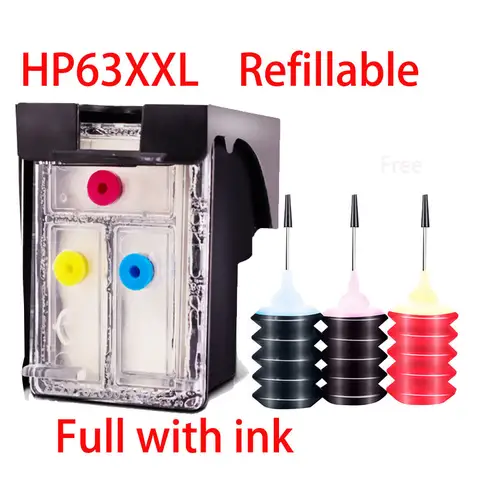 Cartuccia d'inchiostro ricaricabile compatibile per stampante HP63 63XL 63XXL Deskjet 3632 3634 3636 3637 3638 3639 Envy 4510 4511 4512 4513