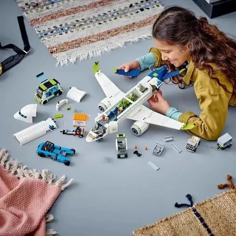 Passagiersvliegtuigbouwset 913-delig - MOC-vliegtuigmodel compatibel 60367, STEM educatief speelgoed voor kinderen, kerstbirthda
