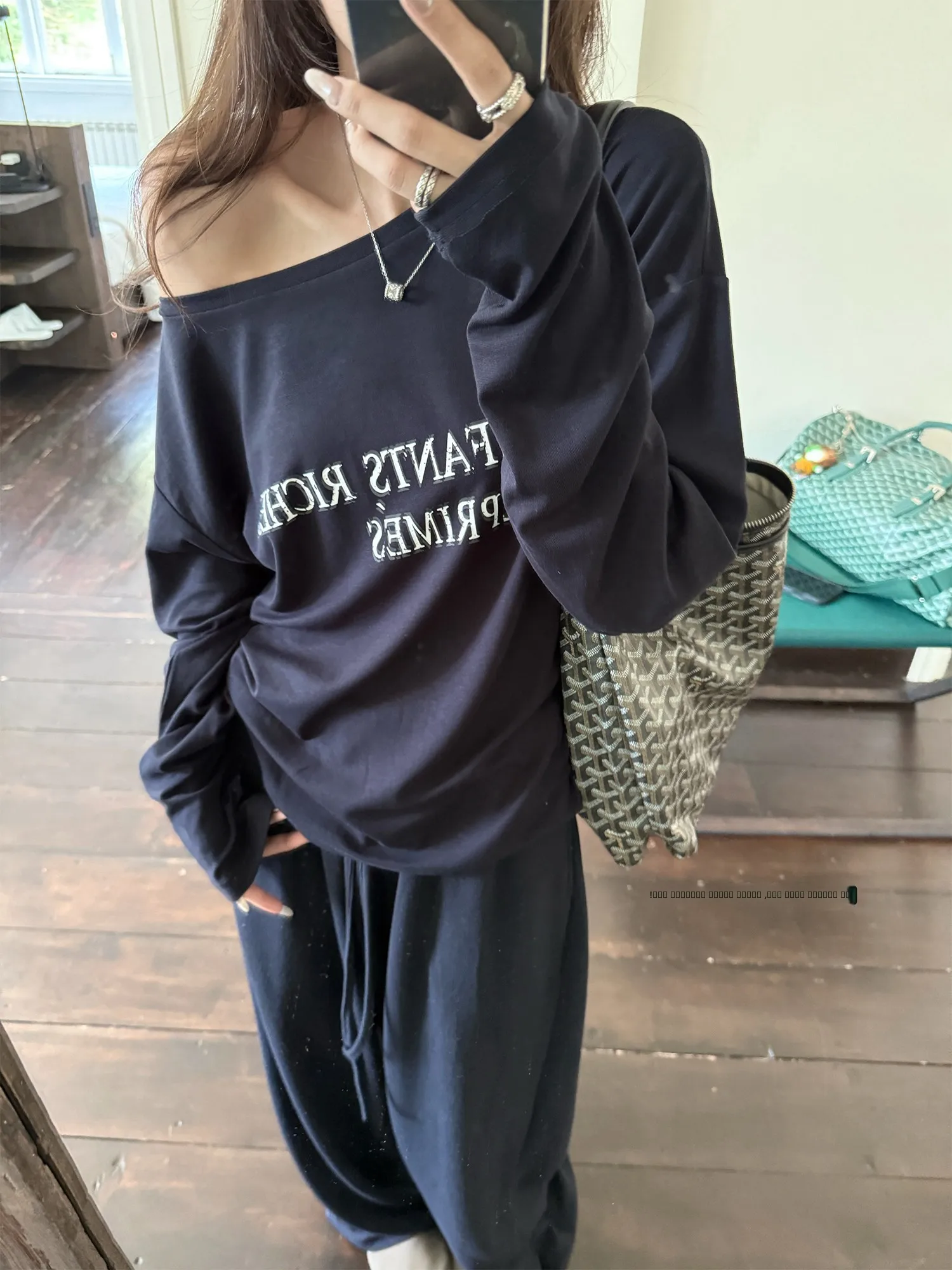 

Superniniyy Cry Skin Softn oulder-baring O-Ne Long Sve T-irt Women's Loose Fit Sweat Absorbent Korean Sle