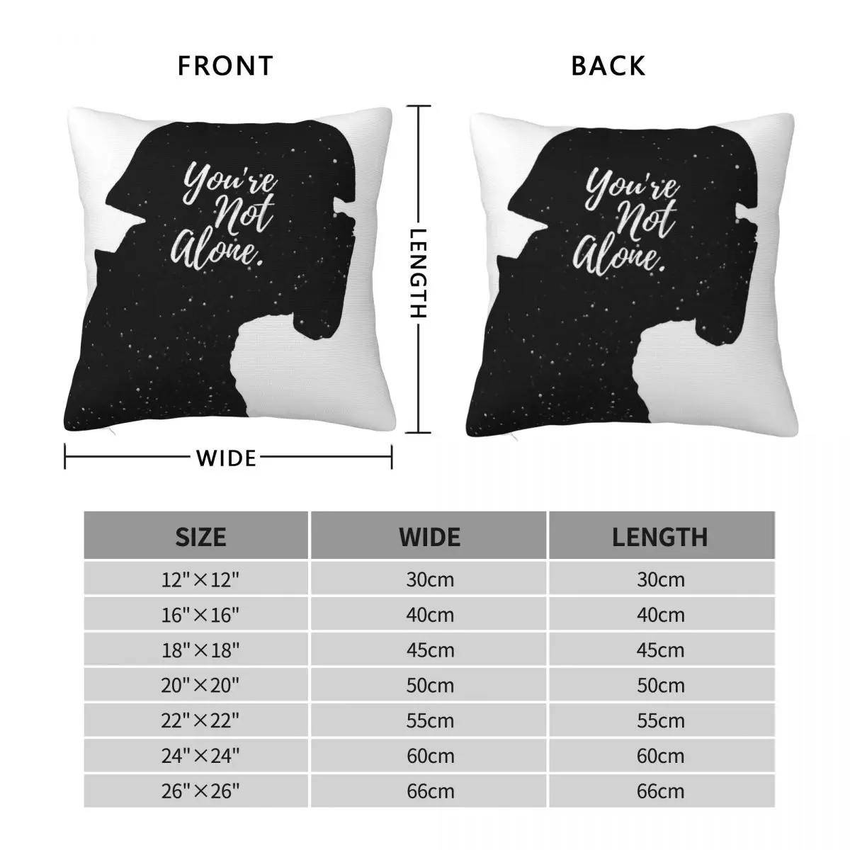 You're Not Alone Kylo Ren Square Pillowcase Polyester Linen Velvet Pattern Zip Decorative Home Cushion Case 18