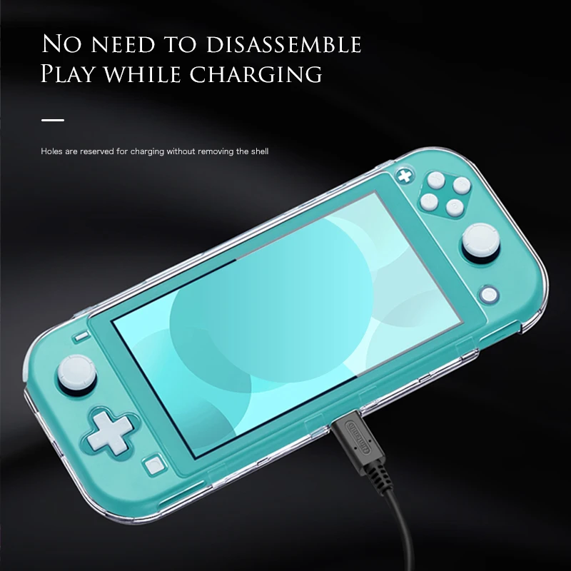 DATA FROG Crystal Case Compatible Nintendo Switch Lite Game Console Protective Cover Tempered Film for Switch Lite Accessories