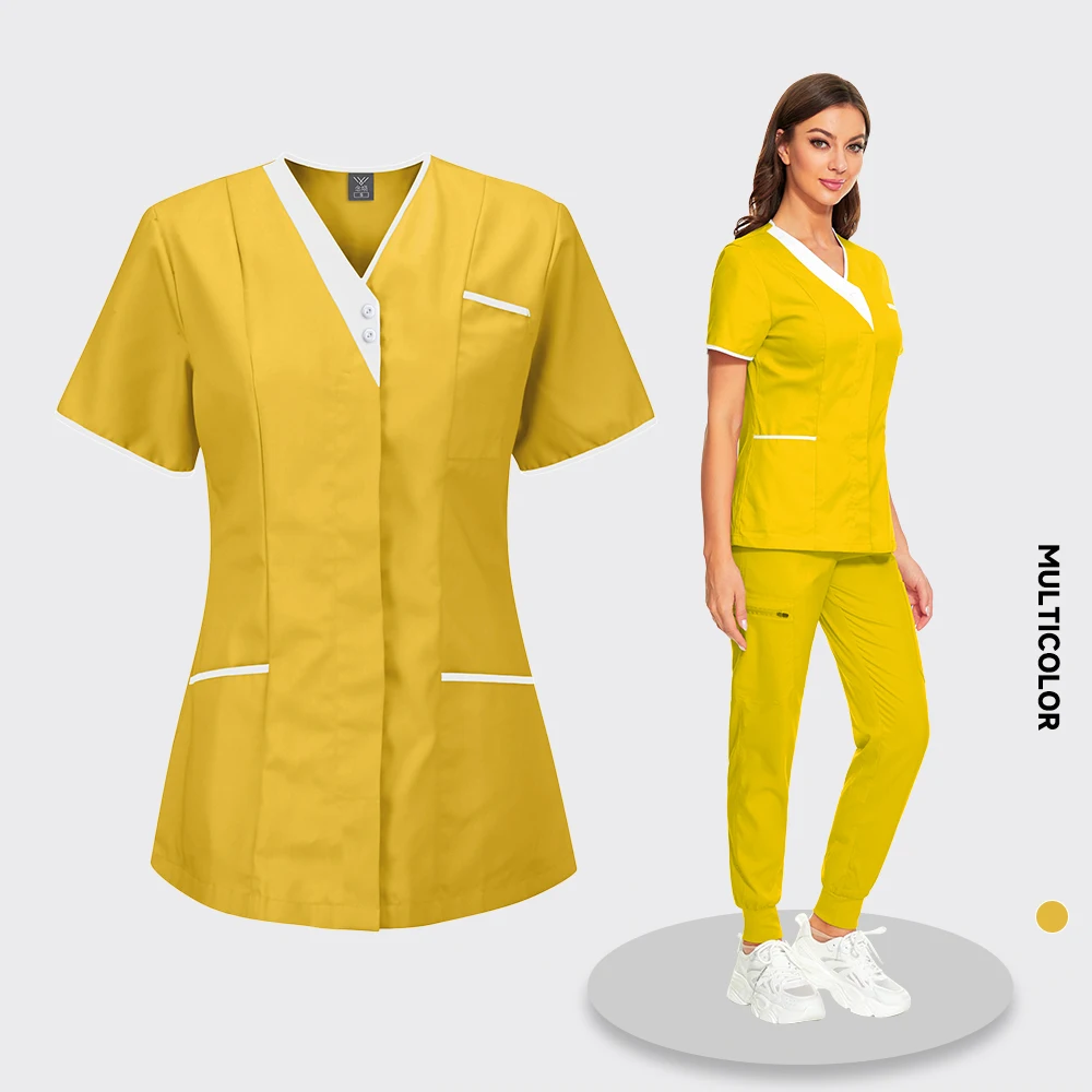 Medical Women Scrubs Tops Doctor Clothes Beauty Salon Phary Workwear Clothing Dental Overalls Nurse Accessories Lab Coat