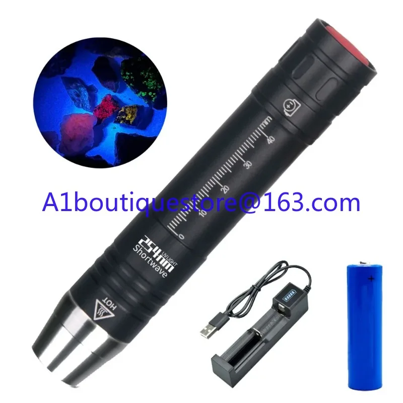 with ZWB3 Optical Filter Shortwave 254nm UVC LED Flashlight SW UV Torch Lamp Fluorescent Minerals Phosphor