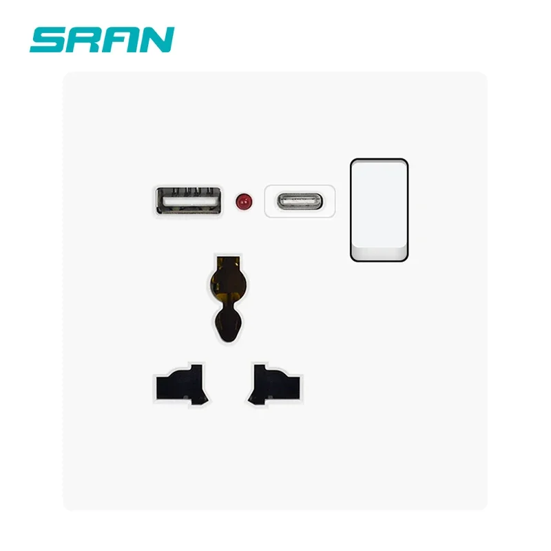 UK standard socket USB C 13A 250V,1/2/3gang 2WAY switch, 86*146mm PC panel, universal 3pin plug with switch