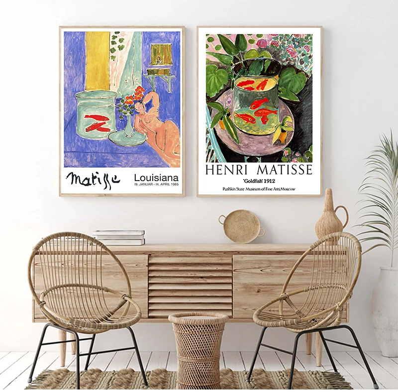 Matisse Exhibition Poster Henri Matisse Goldfish Painting Canvas Prints Pushkin Museum Moscow Museum Wall Art Picture Home Decor