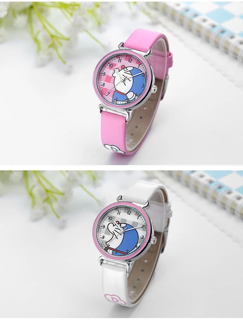 Waterproof Quartz Cartoon Watch Boys Doraemon Pattern Kawaii Blue Fat Man Cute Pointer Kids\' School Watch Primary Students Gifts