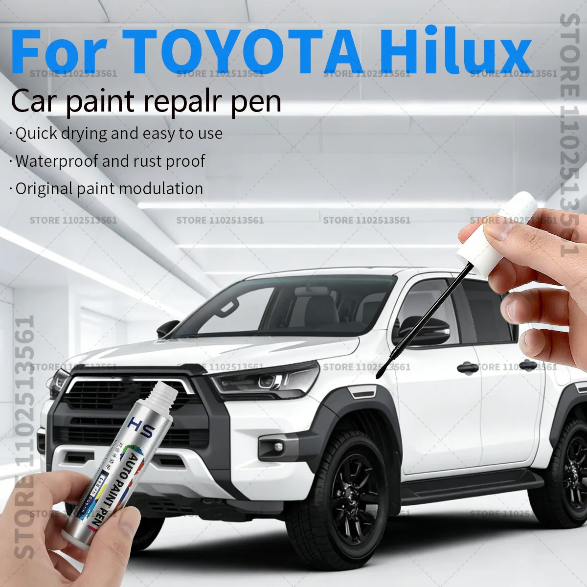 

Ручка для ремонта автомобильной краски для TOYOTA Hilux, аксессуары для ремонта царапин, цвета: серый, красный, черный, синий, платиновый белый, оранжевый, серебристый.