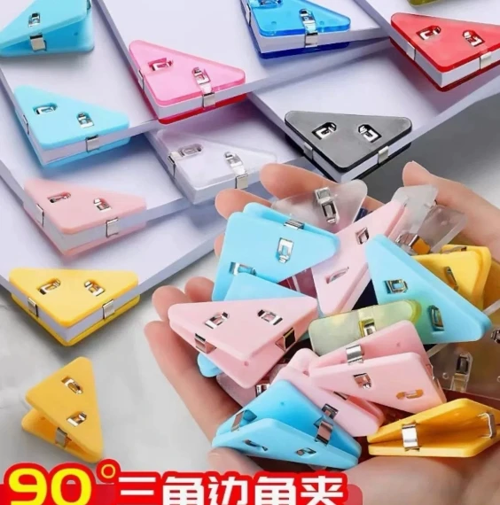 Transparent triangle clip clip office stationery book clip test paper anti-roll acrylic pp storage data folder