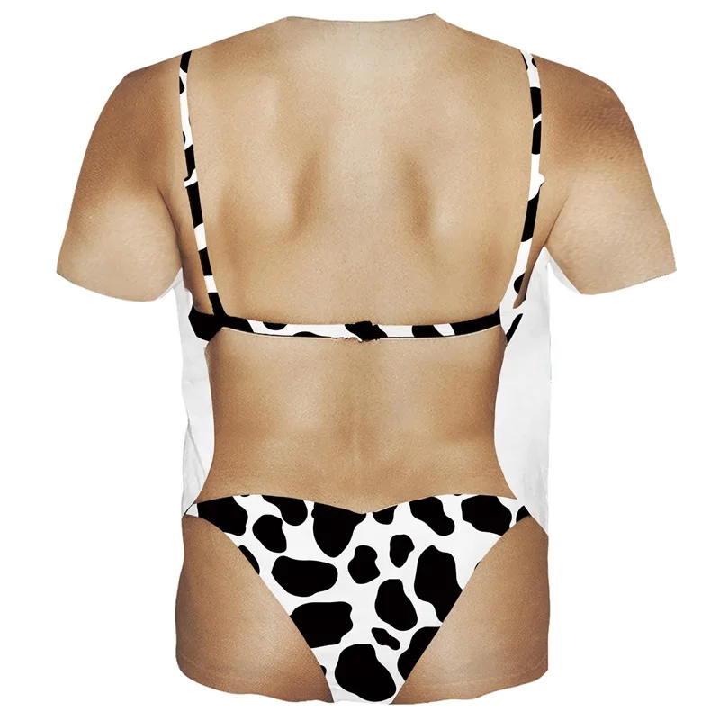 Lustiges, sexy 3D-gedrucktes Bikini-Y2K-T-Shirt für Männer und Frauen, Hip-Hop-Streetwear, lässige Outdoor-Kleidung, kreatives Sommer-Kurzarm-Oberteil – Detail 3
