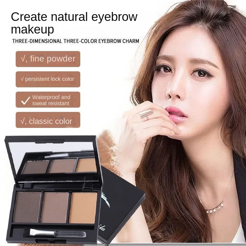 3 Color Eyebrow Powder Palette Cosmetic Brand Eye Brow Enhancer Professional Waterproof Makeup Eye Shadow With Brush Mirror Box