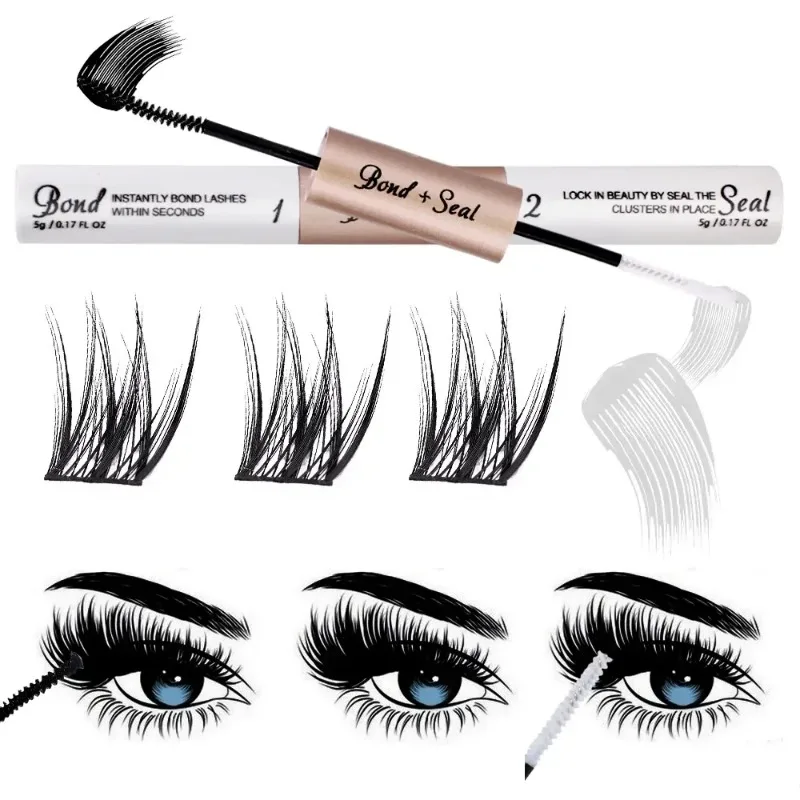 Baume à Cils Imperméable à Double Tête, Mascara Noir, Ensemble Durable, Brosse à vaccage Rapide, Extension de Cils, Maquillage