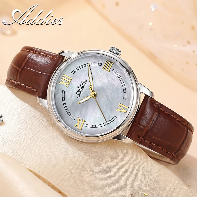 ADDIES 31mm Women Leather Watch New Luxury Sapphire Crystal Ladies Quartz Watches 50m Waterproof Dress Woman Wristwatch 2026