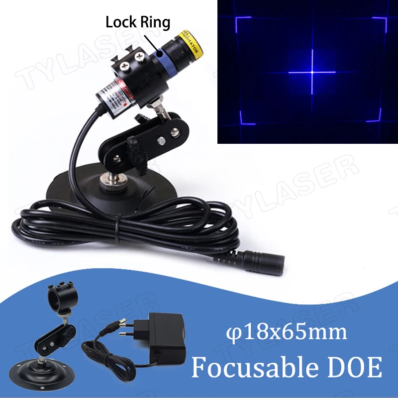 

DOE Blue Viewfinder Focusable Locator D18x65mm 405nm Laser Module 10mw 50mw 100mw for Positioning Free with Standard Bracket