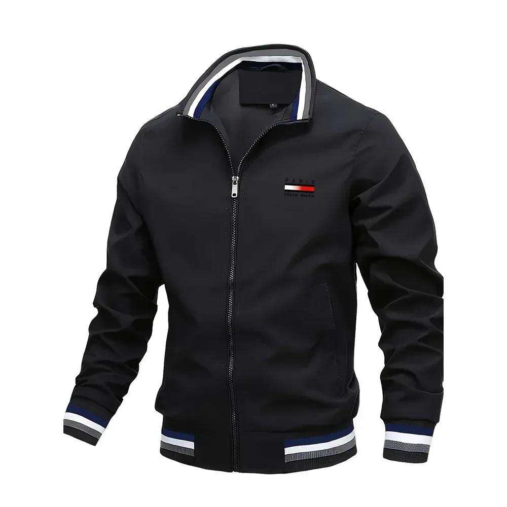 

Men's jacket, sun protection and windproof jacket, baseball jacket top, oversized autumn stand-up collar zipper outdoor jacket
