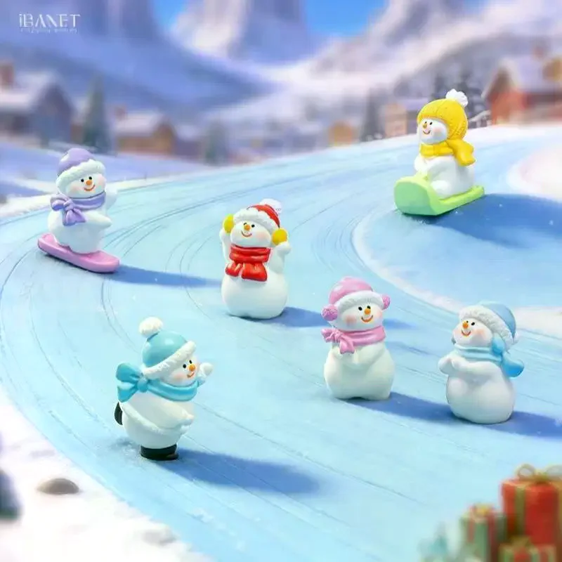 Mini Snowman Figurine Cute Christmas Snowman Doll Micro Landscape Ornament DIY Snow Scene Decor Miniature Christmas Accessories