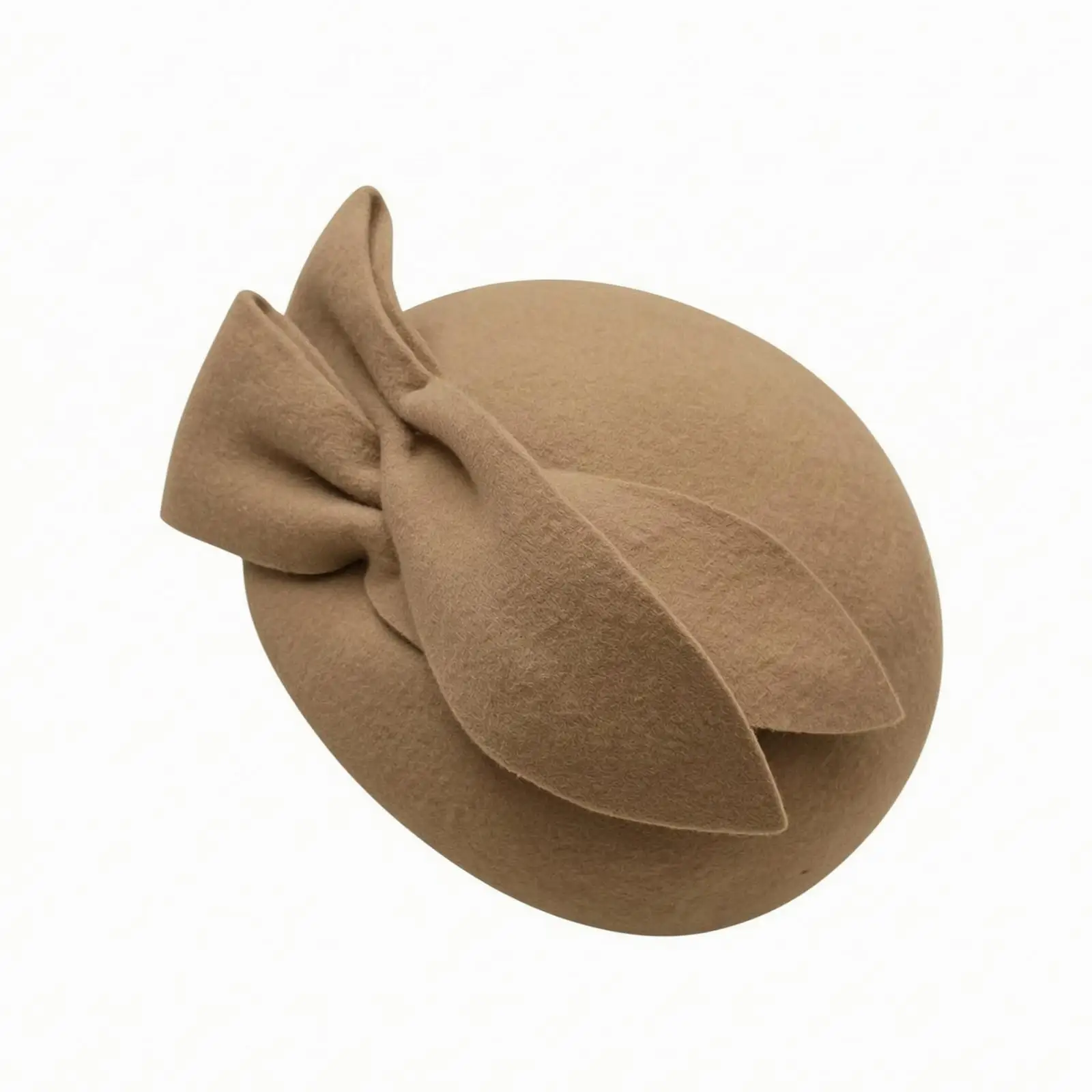 Women Wool Felt Hat with Decorative Bow Vintage Style Close Fitting Headwear for Outings