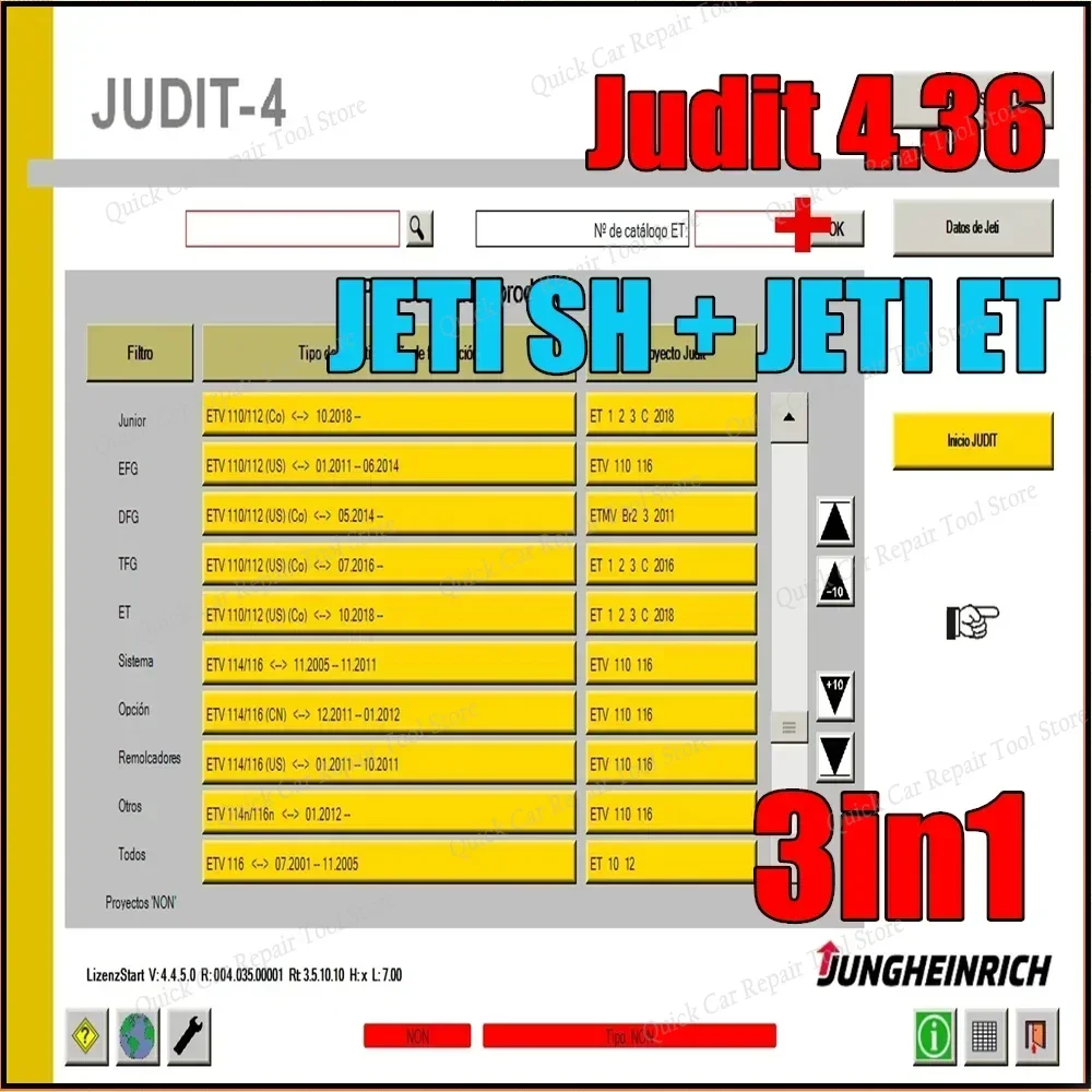 

3 in1 Jungheinrich Forklift JETI SH Repair + JUDIT 4.36 - Diagnostic Software+JETI ET Parts Catalog (v4.36)+Never Expired Patch