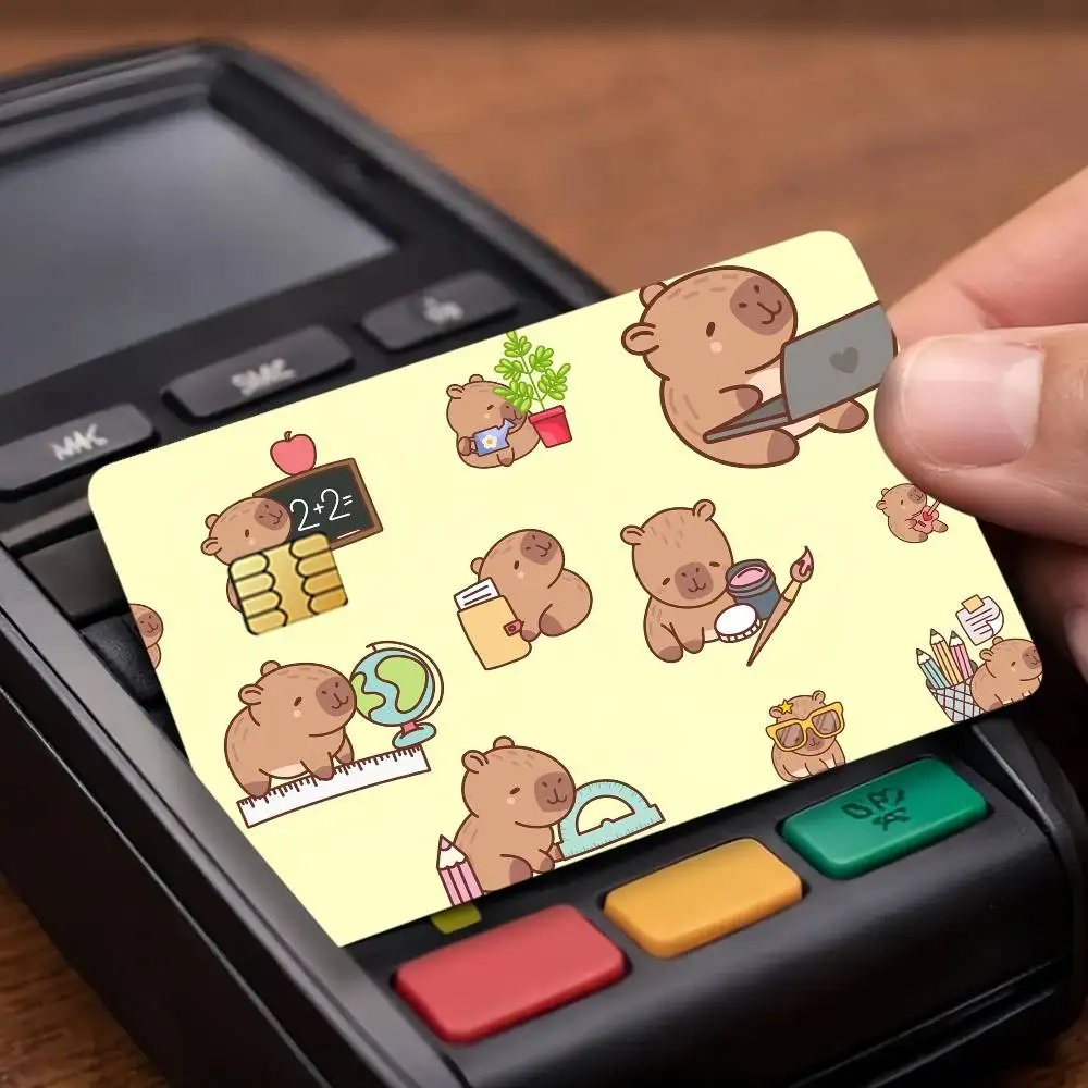 Cartoon Cute Capybara Credit Decorative Card Stickers Suitable For Bank Cards Metro Transit Anti-scratch Gift 4PCS