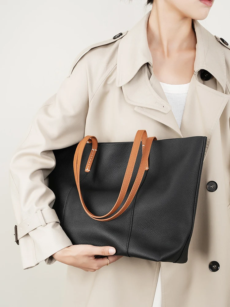 

Кожаная сумка Zency, женская сумка-тоут, женская сумка большой вместимости