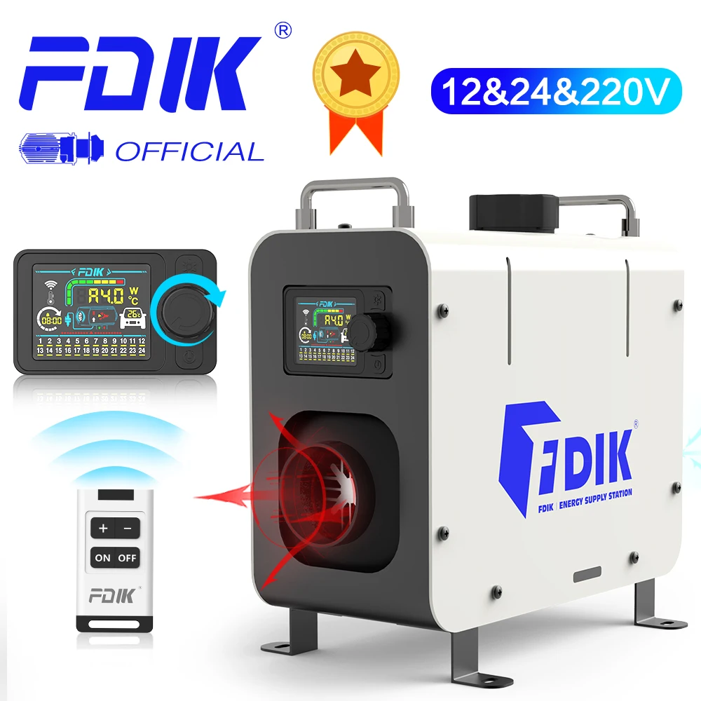 FDIK 12V 220V 5KW Portable Diesel Heater All In One LCD for Garage Similar Websato Eberspacher Heating Fan Air Heater Panda S