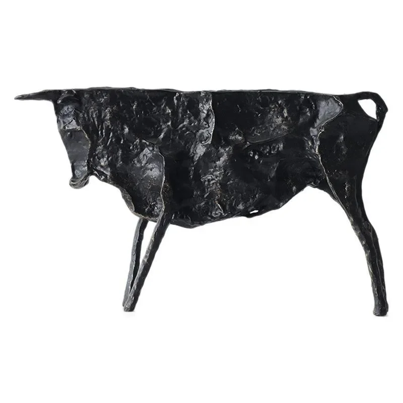 New Chinese Abstract Black Cow Small Sculpture Model Room Sales Department Hotel Home Furnishing Figure Ornament Home Living
