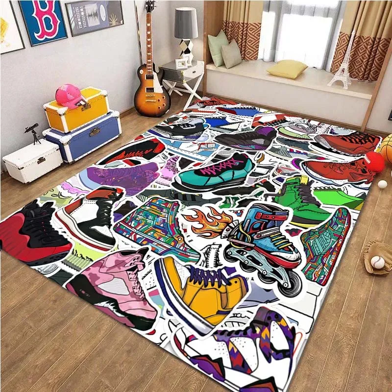 Cartoon Shoes Fashion Custom Bedroom Rug Living Room Carpet Non-slip Bathroom Mat Birthday Gift Bedroom Decor Play Mat Area Rug