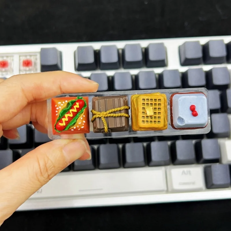 2024 New Food Toy Keycaps Cross Axis Mechanical Keyboard Personalized Handmade Resin Customization Collection Game Keycaps