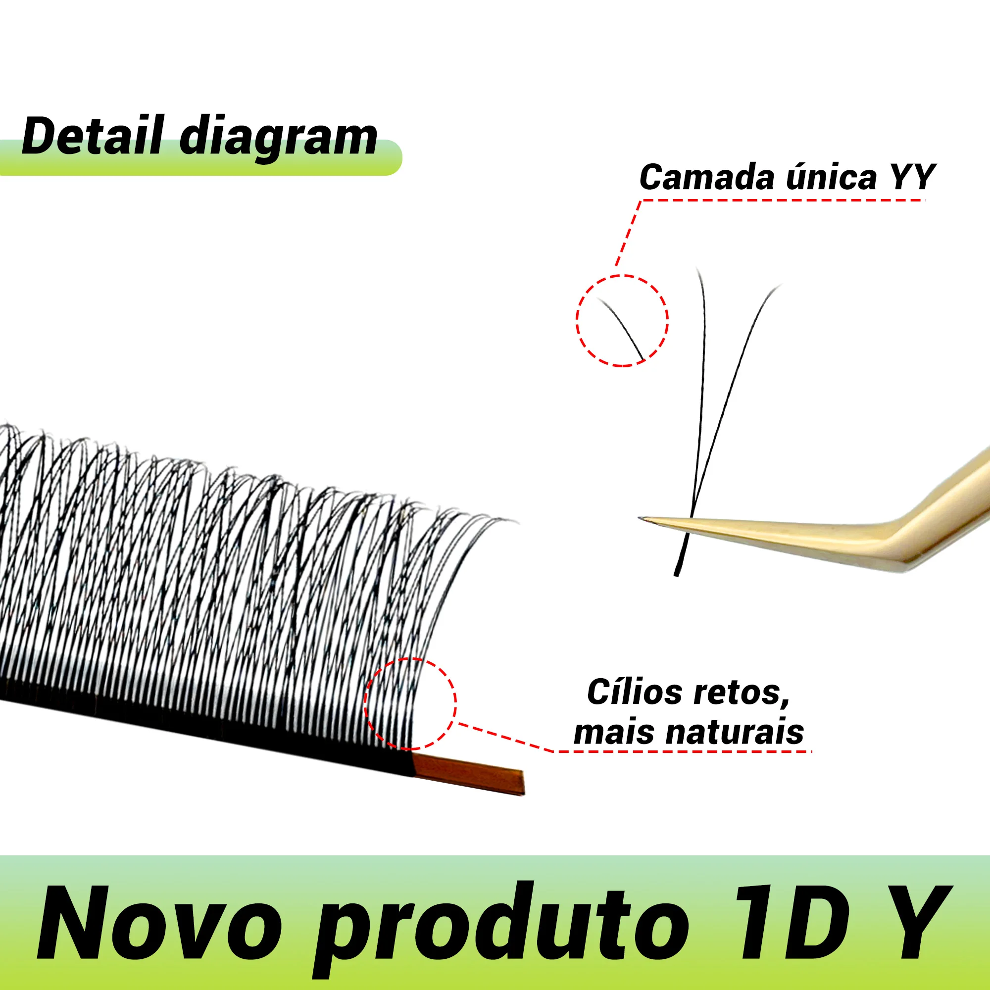 LAKANAKU 1D Y Cílios Pré-fabricados Volume Ventilador Extensões de Cílios Cilios YY