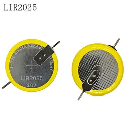 2pcs/lot LIR2025 180degree s pins Rechargeable battery 2025 for Automobile remote control key