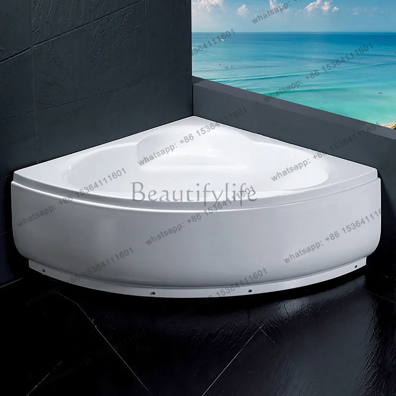 Small apartment household bath massage triangular corner bathtub acrylic fan bathtub
