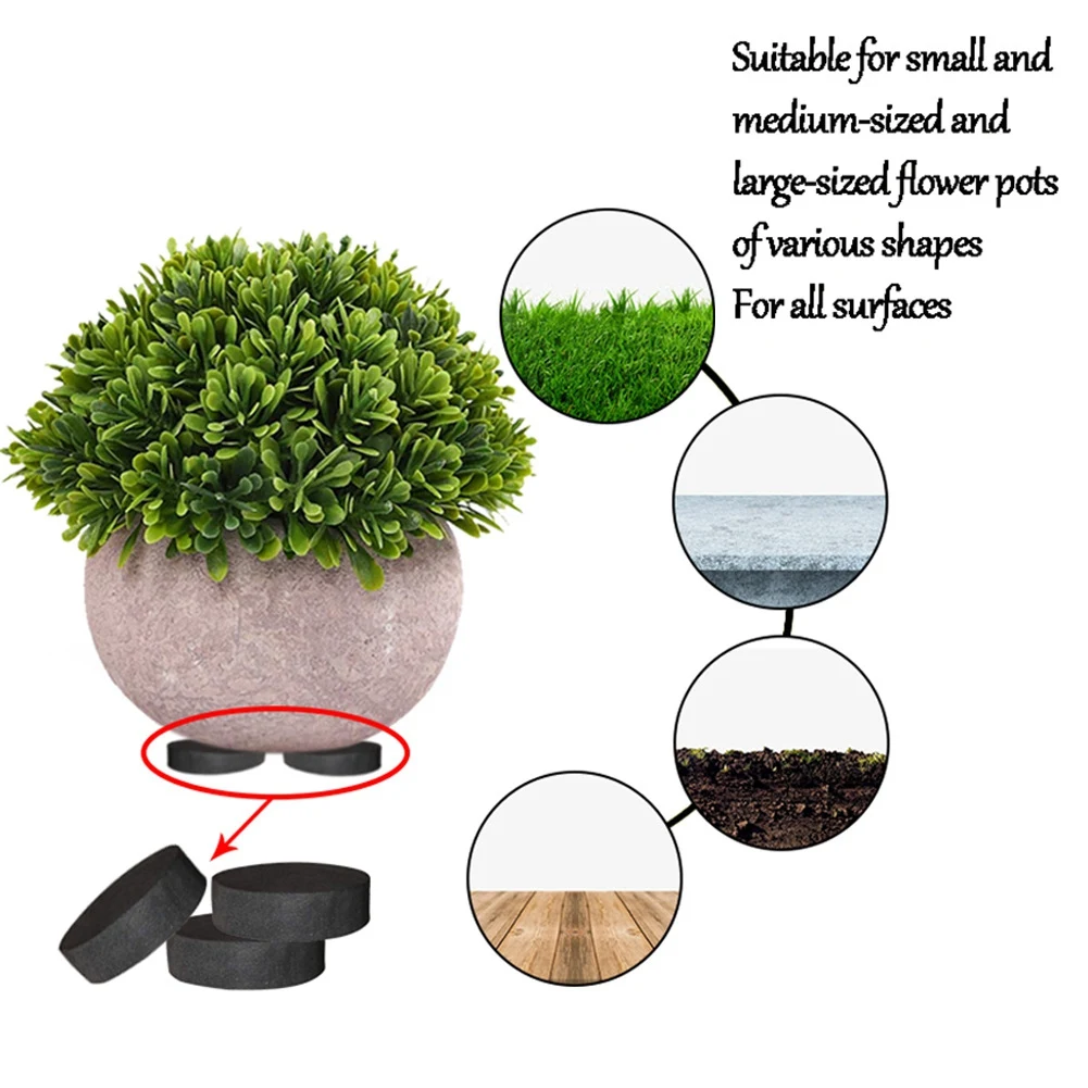 24Pcs Flower Plant Pot Feet Risers Natural Rubber Pot Mat Invisible Plant Pots Risers Pad Flower Pot Feet Black