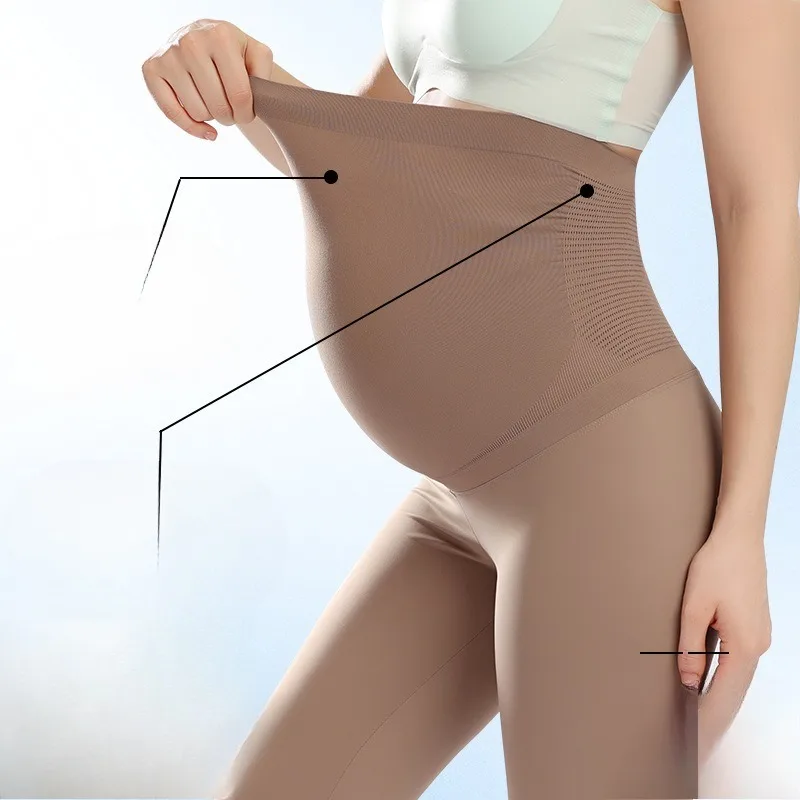 Leggings de maternidad de cintura alta, soporte para el vientre, diseño sin costuras, pantalones de Yoga de alta elasticidad, entrenamiento cómodo