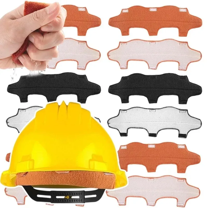 Absorbent Helmet Sweat Pad Hook Loop Headband Liner Breathable Anti Sweat Insert for Hard Hat Construction Cycling Helmet Sports